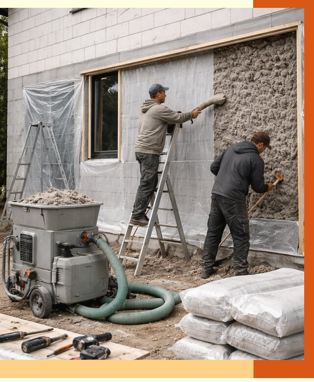 Утепление дома из газобетона эковатой в Кизляре от 4572 руб./м2 | ТепломастерКзр